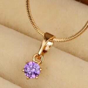 "Tiny Round Purple Pendant in Gold Finish for Elegant Everyday Wear, XPPT1654